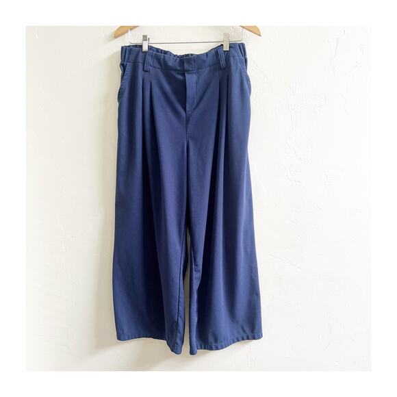 WE-AR Pants - Halara Wide Leg Pants Womens XL Petite Navy Blue Pleated Office Wear Minimalist